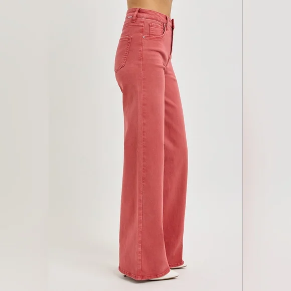 RISEN High Rise Tummy Control Classic Wide Leg Jeans Stretch Brick Various NEW - Picture 9 of 13